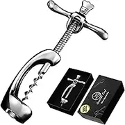 Wine Opener Deluxe, Heavy-Duty Bottle Opener for Easy Cork Removal, Manual Corkscrew for Smooth & Effortless Intact Wine Corks, Premium Corkscrew for Waiters, Bartenders & Home Use