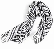 Suesacy(R) Black White Chiffon Strips Striped Women Shawl Scarves Wrap Pashmina Gift