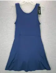 Zelos Tennis Tank Dress Blue Large Built in Bra & Short Sleeveless Soft Knit NWT
