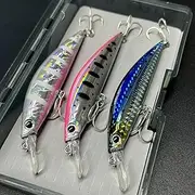 3pcs Premium Fishing Lures for Bass & Perch - Realistic Bionic Baits, Durable ABS Material, Ideal for Freshwater & Saltwater Angling