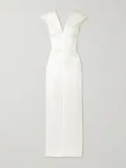 [KHAITE] KHAITE - Ima Gathered Silk-gazar Midi Dress - White - US2 US 2 White
