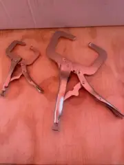2pcs C Clamp Locking Pliers w Swivel Pad Adjustable Steel Welding Tool