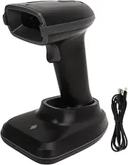 Wireless Barcode Scanner, 2.4G Bluetooth Barcode Reader, QR Code Scanning Gun with Base, Handheld Bar Code Scanner with Built in Battery for POS, Warehouse