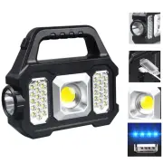 LED+COB/SMD Portable Strong Camping Light USB Charging Solar LED Handheld Flashlight Multifunctional Power Display With