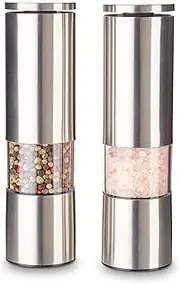 Echtwerk 2-Piece Spice Mill Set, Salt and Pepper Mill Made of High-Quality Stainless Steel with ABS Ceramic Grinder, Manual, for Pepper, Salt and Chilli, Silver Edition