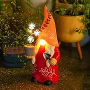 BUMSUNE Solar Garden Gnomes - 12 Inch Garden Gnomes Outdoor Decor with Lighted Nose and 4 LED Lights for Outdoor Garden Decor on Patio, Balcony.Christmas