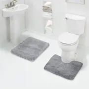 Walensee Shaggy 2 Piece Bath Rug Sets Grey 20 x 24 U Shape Contour Rug 20 x 32