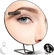 Travel Magnifying Mirror 10x Large 6” Diameter Makeup Mirror with Magnification 10x, Portable Handheld Close Up Magnified Mirror with Stand & Suction Cups, Perfect for Makeup, Shaving, Deep Cleaning