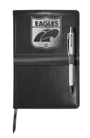 West Coast Eagles AFL Heritage Logo PU Leather Notebook and Pen Gift Pack