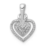 14k White Gold 1/5ct. Real Diamond Fancy Double Heart Chain Slide