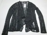 Hollister Womens Size XS Light Cardigan Black Open Front Long Sleeve Floral