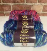 4 Skeins Lion Brand Quickie Rapido 2 Icy Glaze 205/ 2 Fruity 203 3oz each USA