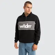[WNDRR] Accent Panel 1/4 Zip Sweat Black