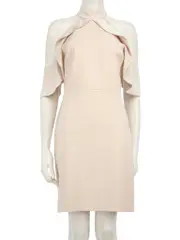 Cream Cold Shoulder Ruffle Dress