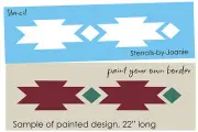 Joanie 8"x24" Stencil Southwest Aztec Border Design Rug Floor Cloth DIY Signs