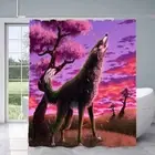 Wild Wolf Howled Waterproof Bath Polyester Shower Curtain Liner Water Resistant