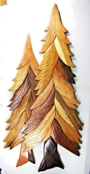 Mountain Pine Trees hand crafted wood wall art 26"