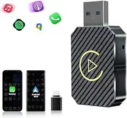 Mini Carplay Wireless Adapter&Android Auto Wireless Adapter, Plug & Play Converts Wired toWireless for iPhone iOS 10+/Android 11+ No Delay, Supports Navigation, Music, Siri (1*Silver)
