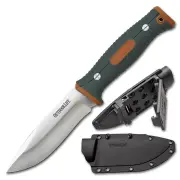 Outdoor Life 9.75 Inch Fixed Blade Knife Clamshell - Injection Molded Sheath #ol-fix001ogn