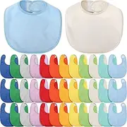 Jeyiour 36 Pcs Baby Bibs Bulk Terry Cotton Teething Bibs Baby Shower Gifts Newborn Infant Bibs Washable Absorbent Baby Drooling Bibs with Adjustable Hook and Loop Closure for Boys Girls, 12 Colors