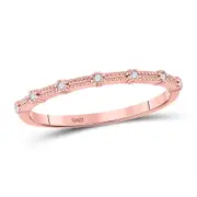 10k Rose Gold Round Diamond Milgrain Stackable Band Ring 1/20 Ctw