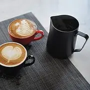 Stainless Steel Milk Froth Pot Coffee Latte Black Coating Non-Stick Pitcher Easy to Clean Cup Container