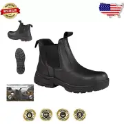 Comfort-Focused Men's Black Chelsea Boots with Composite Safety Toe - 13 Wide