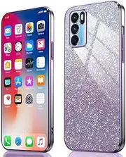 [PEIYE] Case for Oppo A16 / A16s / Oppo A54s - Shockproof Silicone Mobile Phone Case, Glitter Protective Case with Electroplated Edges and Integrated Glitter Card with Glitter, Cover Case, Gradient