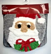 At home Santa Claus Bathroom Bath Set Toilet Lid Cover Contour Mat Rug Christmas