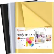 120 Sheets Metallic Tissue Paper Bulks Gold Silver Black Gift Wrapping Paper 14