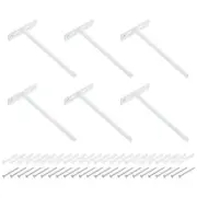 6Set Floating Shelf Brackets, 8" 4 Holes Iron Hidden Shelf Supports, White