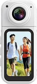 2.7K POV Thumb Camera, 180° Adjustable Lens IPS HD Display Portable Vlogging Camera with Magnetic Mounting, HandsFree POV Recording for Work Travel Sports (White)