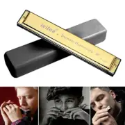 24 Holes Harmonica Kid Tremolo Gift + Case Polyphonic C Key 48 tones Instrument