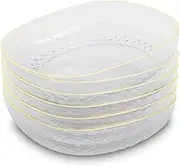 Haodehen 6 Packs Plastic Bowl, Decorative Fruit Bowls, Serving Platter for Fruit, Party, Chip, Candy, Snack, Clear with Gold Rim