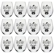 12PK Tallulah Stemless Wine Glass Tumbler Party Drinkware Witches Brew Clear