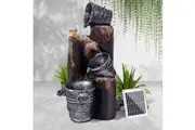 Gardeon Solar Water Feature Cascading Fountain 3-Tier Bucket LED light Bird 76CM