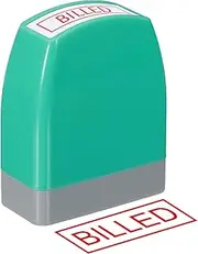 uxcell Billed Notice Stamp Self Inking, Red Ink Refillable Office Business Stamp Pre Inked Stamper, Green