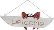 UPKOCH Crab Design Welcome Sign Lifelike Wooden Door Hanging for Mediterranean Style Home Decoration for Ocean Theme Parties Beach Weddings and Versatile Displays