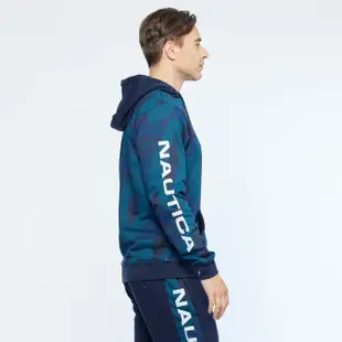 【NAUTICA】男裝 COMPETITION大寫品牌字樣長袖帽T(藍)