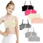 [Phennie's] Girls Training Bra Girls Sports Bra Cotton Seamless Wireless Unpadded Bralette, Multicolor 2, 10 Years