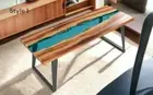 Blue River Epoxy Resin Console Table, Wooden Living Room Decor Black Friday Sale