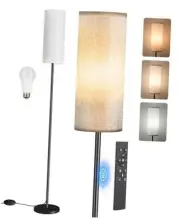 Dimmable Floor Lamp for Living Room with Remote and Foot Switch, Corner White
