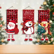 3Pcs Xmas Hanging Flag Cartoon Window Background Hanging Flag Christmas Ornament