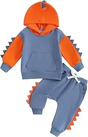 [MA&BABY] Toddler Boys Clothes Dinosaur Print 6 12 18 24 Months 3T 4T Outfits Long Sleeve Pullover Jogger Pant 2PC Sets