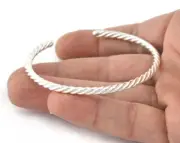 Swirl,Twisted, Spirals Bracelet Base, Shiny Silver plated copper 5186