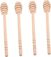 OKUMEYR 4pcs Wooden Honey Mixing Dipper Sticks Jam Mixing Stirrer Long Handle Small Spoon Wooden Honey Stirring Stick for Syrup and Jam