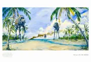 AT-ACT Palm Tree Scarif Beach Battle Star Wars Rogue One Artwork Giclée on Paper