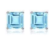 Natural Sky Blue Topaz Sterling Silver 925 Stud Earring 2.8 Carats