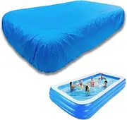 130 x 72 in Rectangle Inflatable Pool Cover PE 10ft Large infaltable Rectangular Pool Cover 10 x 6 ft Fits Blow Up Pool Built-in Elastic Band Extra Buckle Pools Protecto Above Ground Cover