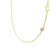 ANYCO Necklace 925 Silver Initial C Pendant With Round Cubic Zirconia 5A Jewelry For Women